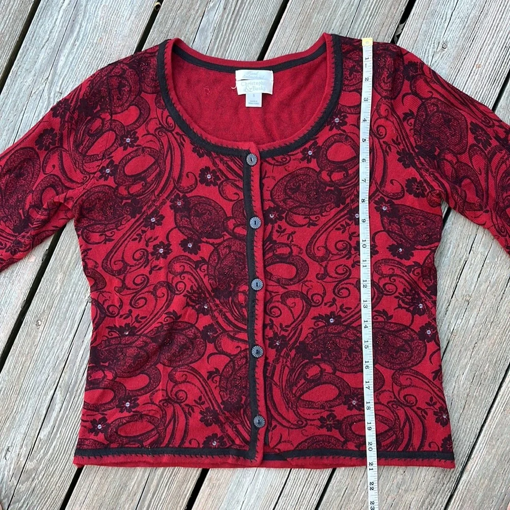 Christopher & Banks embroidered & sequin sweater S-M - Picture 8 of 8